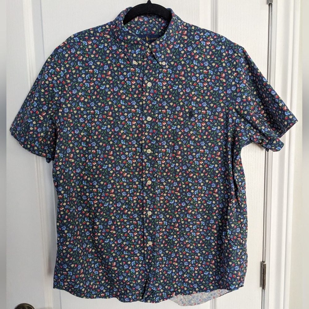 Ralph Lauren mini Floral Button-Down Shirt dark blue large